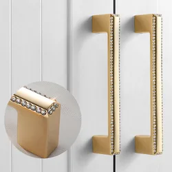 KK&FING Light Luxury Cabinet Door Handles with Crystal Simple Wardrobe Door Handle Zinc Alloy Drawer Knobs Kitchen Accessories