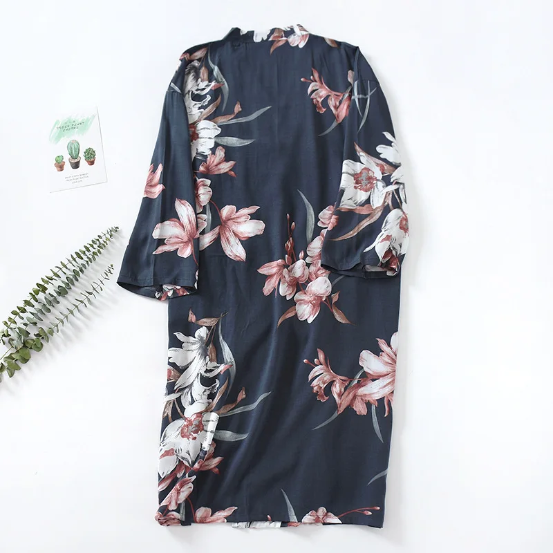 2024 Summer New Design Fresh Kimono Robes Women Bathrobes Casual Floral Female Nightgowns Japanese Bath Robes Sweater Robe