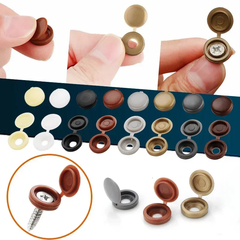 10/500PCS Motorcycle Car Screw Caps Nuts Covers Foldable Snap Protective Cover Hinge Plastic Button Furniture Upholstery Cover