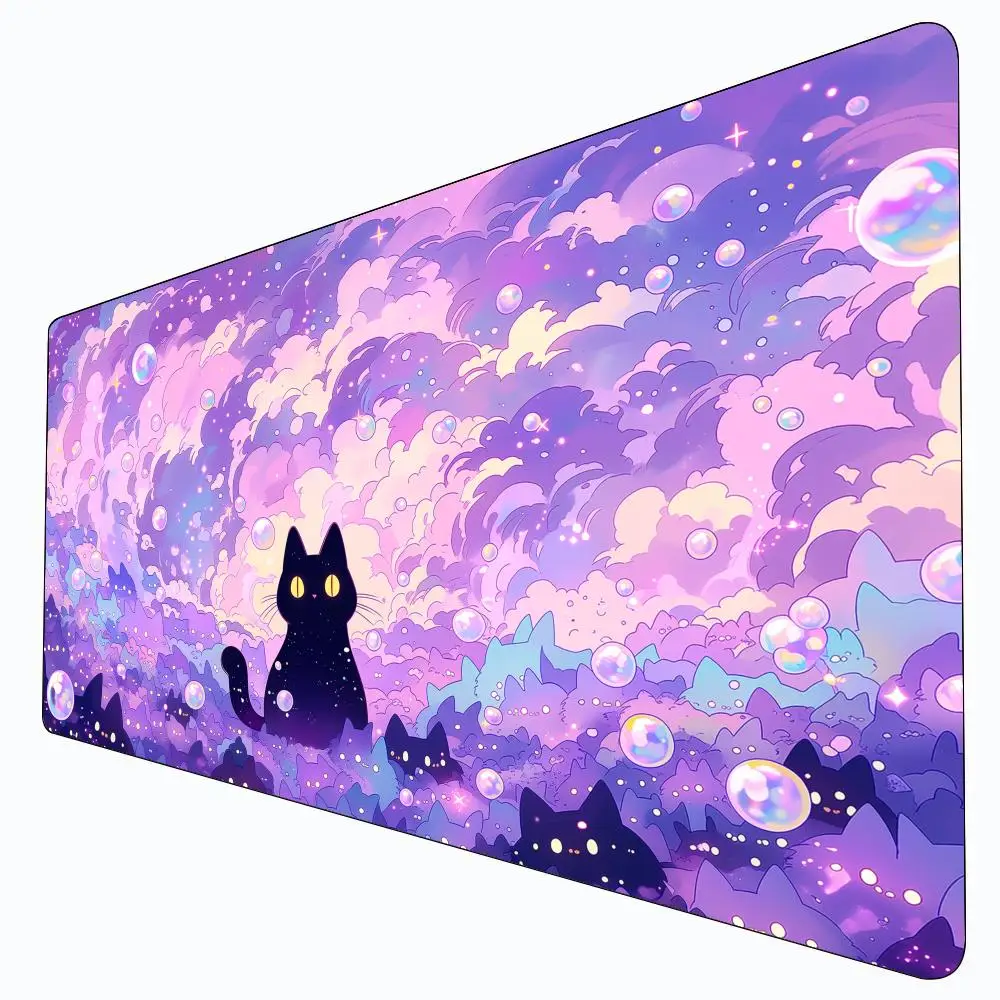 

Игровой коврик MTG с фиолетовыми облаками и милым котом, нескользящий, прочный, 35x60 см, для командных игр Magic, коврик для настольных игр TCG
