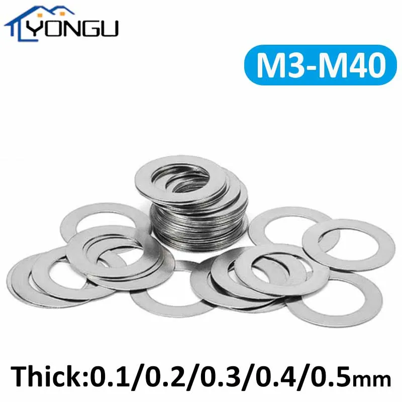 

DIN988 304 Stainless Steel Adjusting Ultra Thin Flat Washer Precision Ultrathin Shim Gasket Thickness 0.1-0.5mm