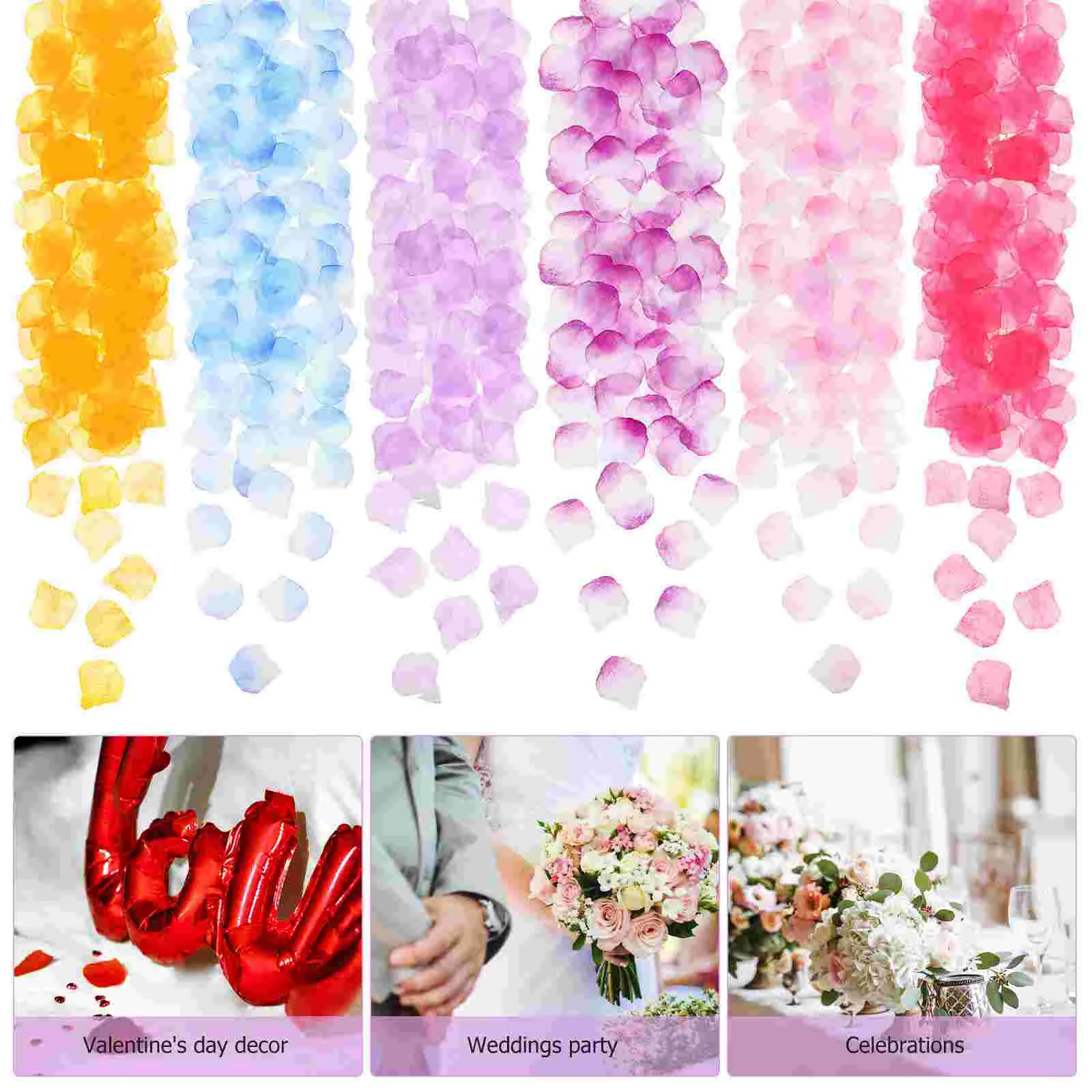 2000 Pcs Artificial Rose Petals Valentine Day Simulation Cake Decorations Flower Lifelike Wedding Silk Valentine's Office