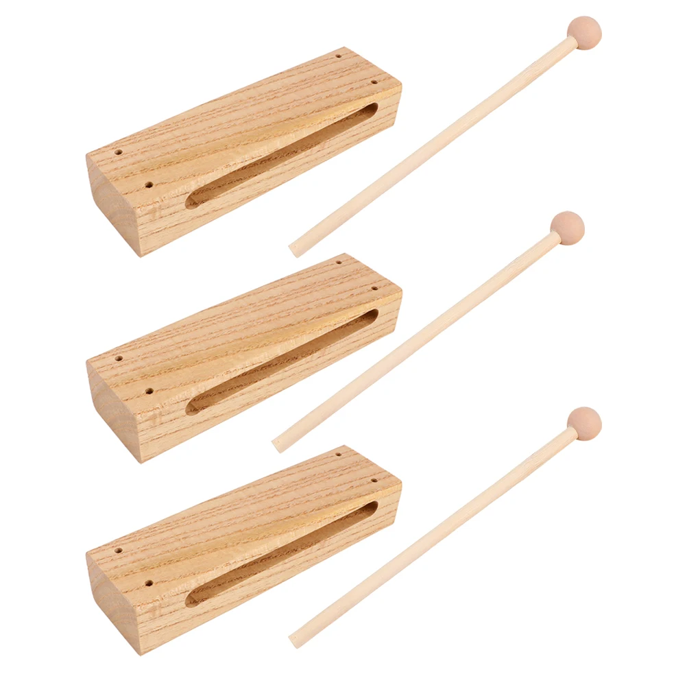 

3 Sets Orff Percussion Instrument Instruments for Mountable Wood Block Temple Blocks Finger Castanets Jam