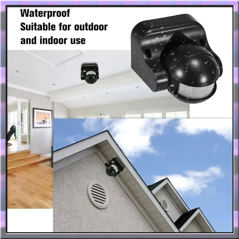 Vendita calda AC 110 V-240 V PIR Sensore di movimento a infrarossi Interruttore 180 gradi Tempo di ritardo di rilevamento del movimento Regolabile Impermeabile