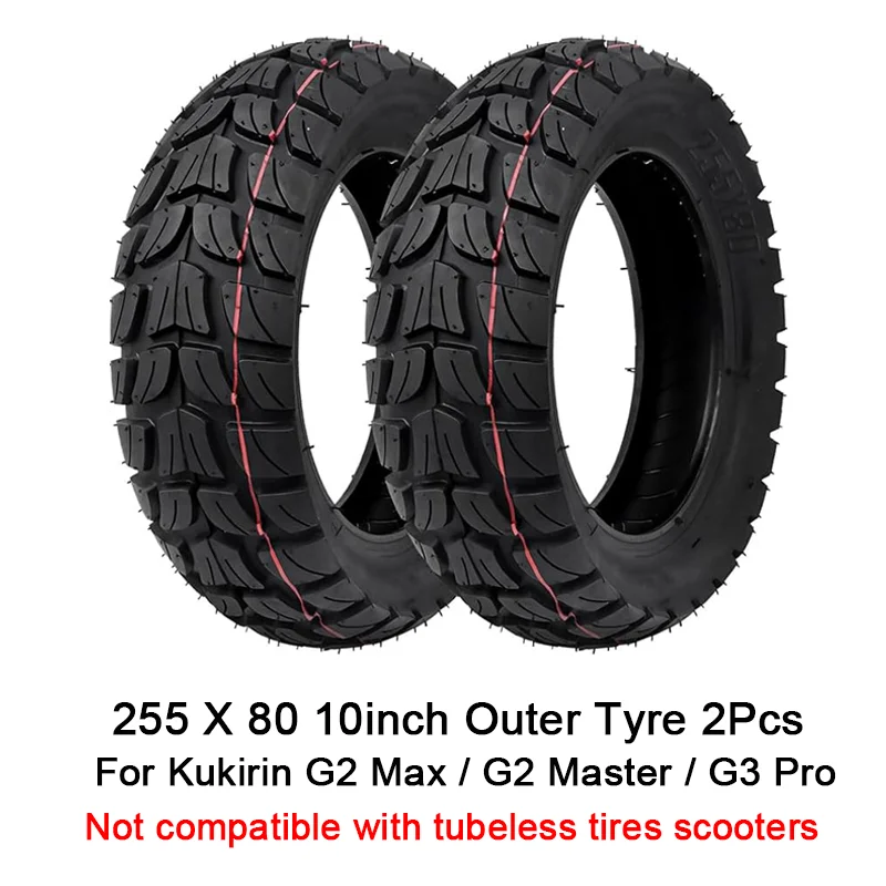 Originele 255X80 buitenband, antislip en slijtvast voor Kukirin G2 Max/G3 Pro/2024 versie G2 Master 80/65-6 10×2.5 binnenband, off-road opblaasbare band.