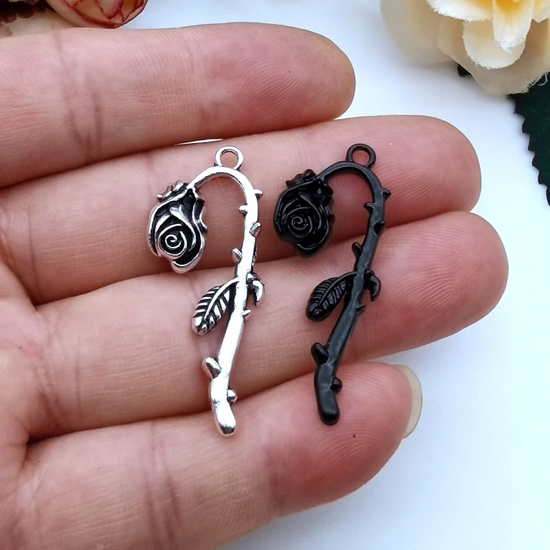 5 Pieces 39*16 Retro Hip-hop Couple Rose Accessories Pendant DIY Handmade Creative Jewelry Accessories