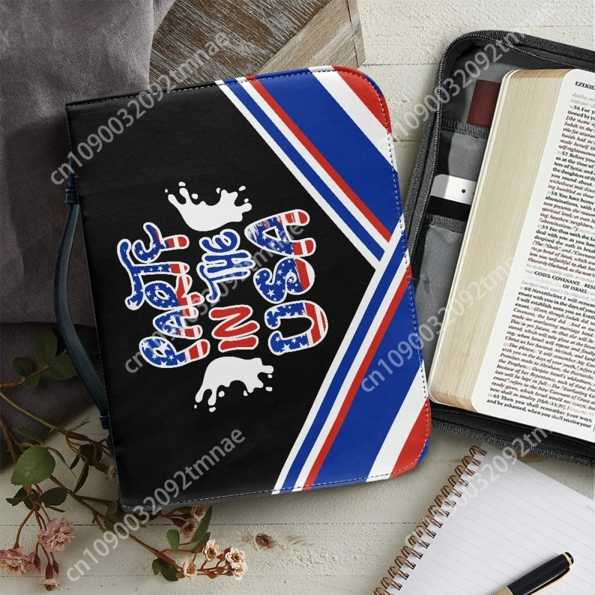 

New Leather Bible Case Ladies Simple Text Art Bible Bag Zipper Handle Handbag Ladies Custom for Christian Friends Dropshipping