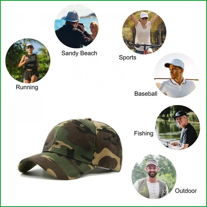 Mens Outdoor Cotton Baseball Cap Sunscreen Sunhat Camouflage Printed Adjustable Sports Cycling Jungle Hiking Anti-UV Hat Visors image 5