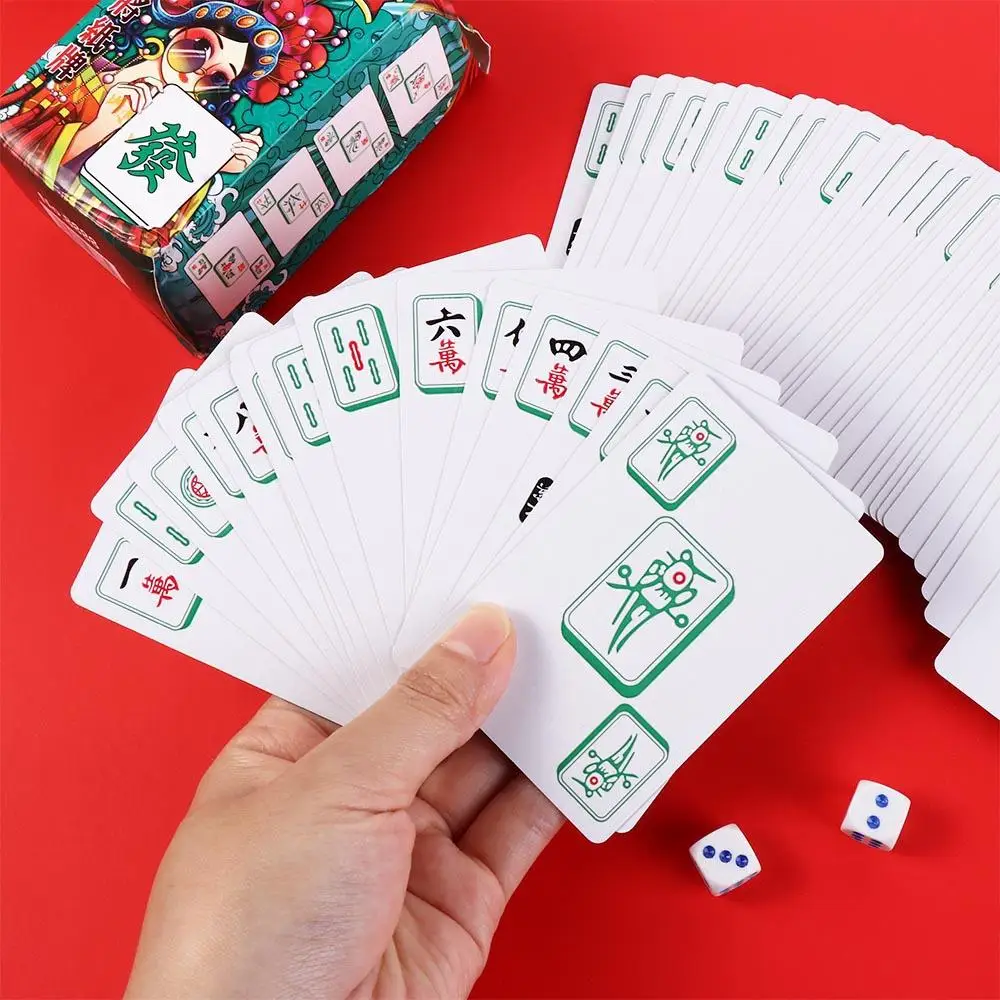 144 cartas/conjunto à prova dwaterproof água mahjong pokers jogando cartas mini caixa-embalado mah jong cartas de papel jogo conjunto mahjong poker cartas viagem