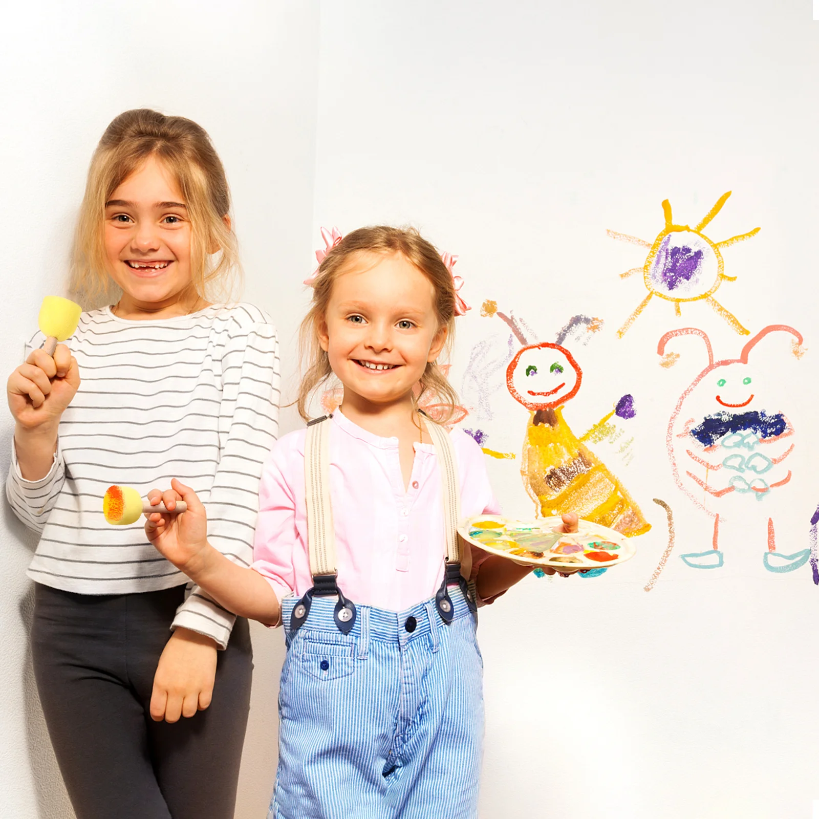 

5Pcs Painting Brush Set Round Sponge Stippler Practical Painting Tools for DIY Crafts Art Supplies Sponge Stippler