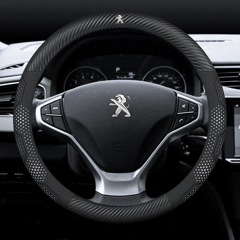 

Car Carbon Fiber Steering Wheel Cover For Peugeot 107 108 206 207 208 301 307 308 406 407 408 508 607 106 3008 4008 5008 GT RCZ