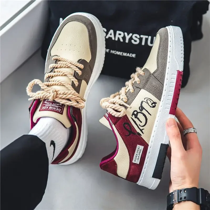 Men Skate Shoes Spring Niche Skate Shoes Men Trendy Versatile Thick Soled Sports and Leisure Skate Shoes Trendy Shoes