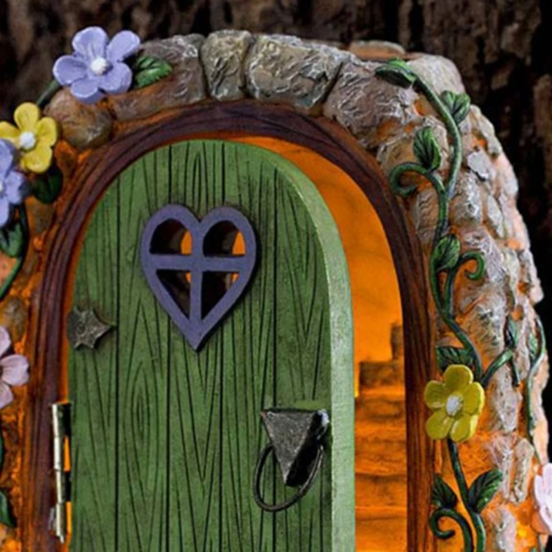 Bonita puerta hadas para jardín, estatua patio energía Solar, estatuilla brillante, escultura para puerta, envío