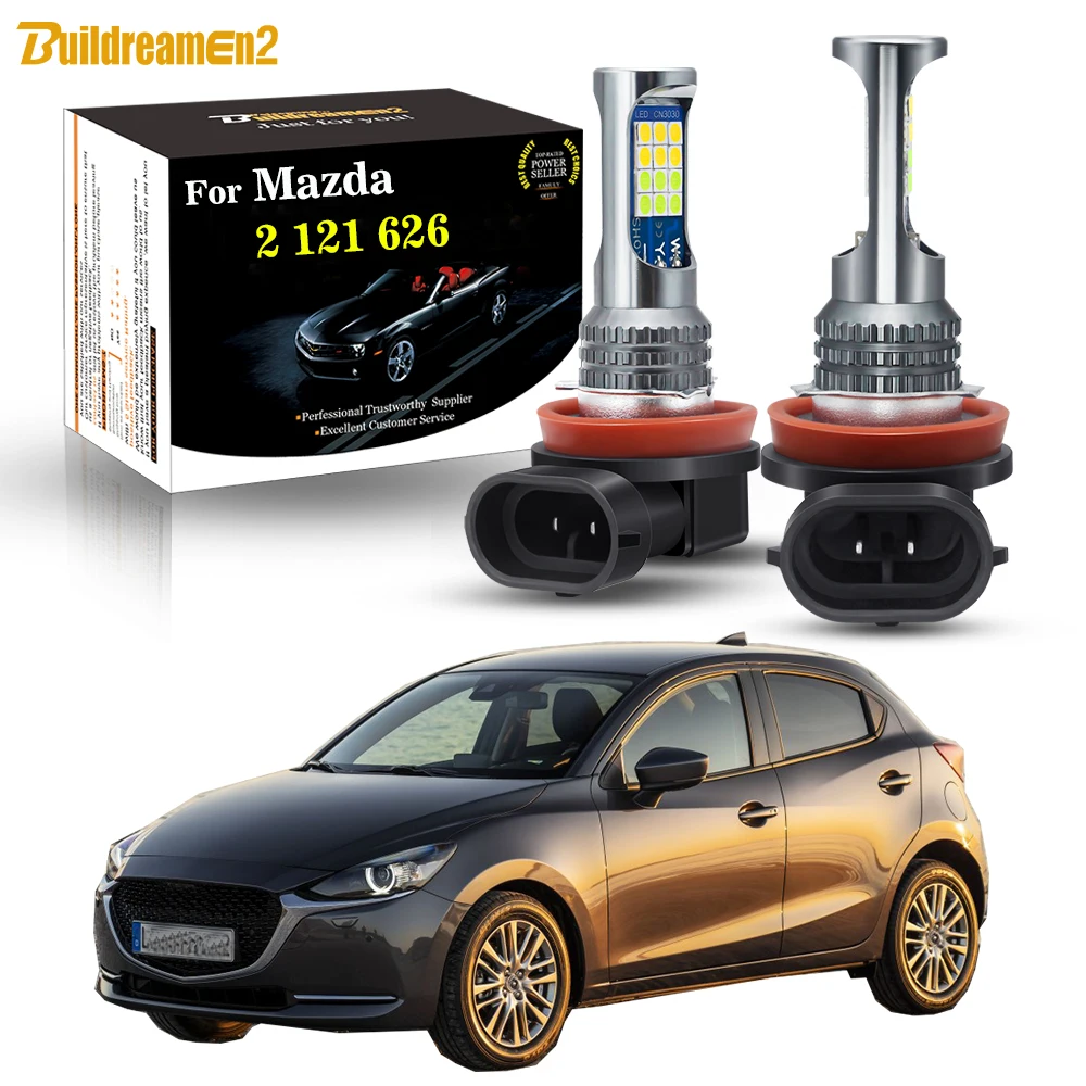 

2 шт., замена передней противотуманной фары автомобиля для Mazda 2 626 121 Canbus, светодиодная лампа 9006 HB4 H11 H1 H3