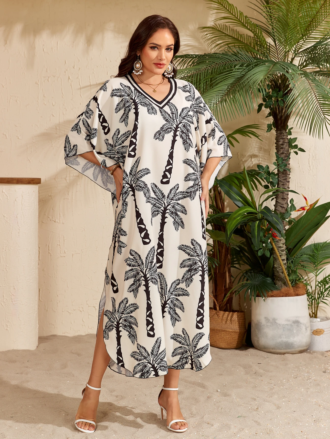Kaftan Dress for Women,Plus Size Hawaiian Batwing Sleeve Beach Cover Up Summer Swimsuit Dresses