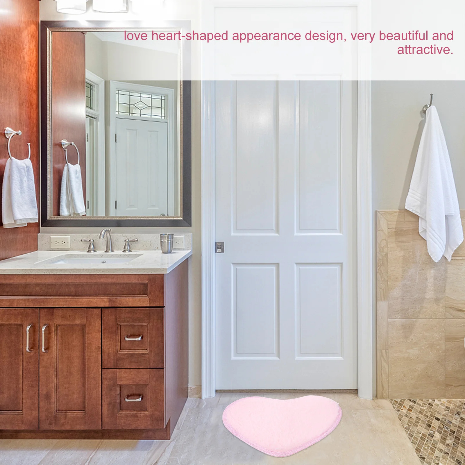 

Carpet Heart-shaped Area Rug Soft Rugs Non-slip Rosy Bathroom Valentine's Day Decor