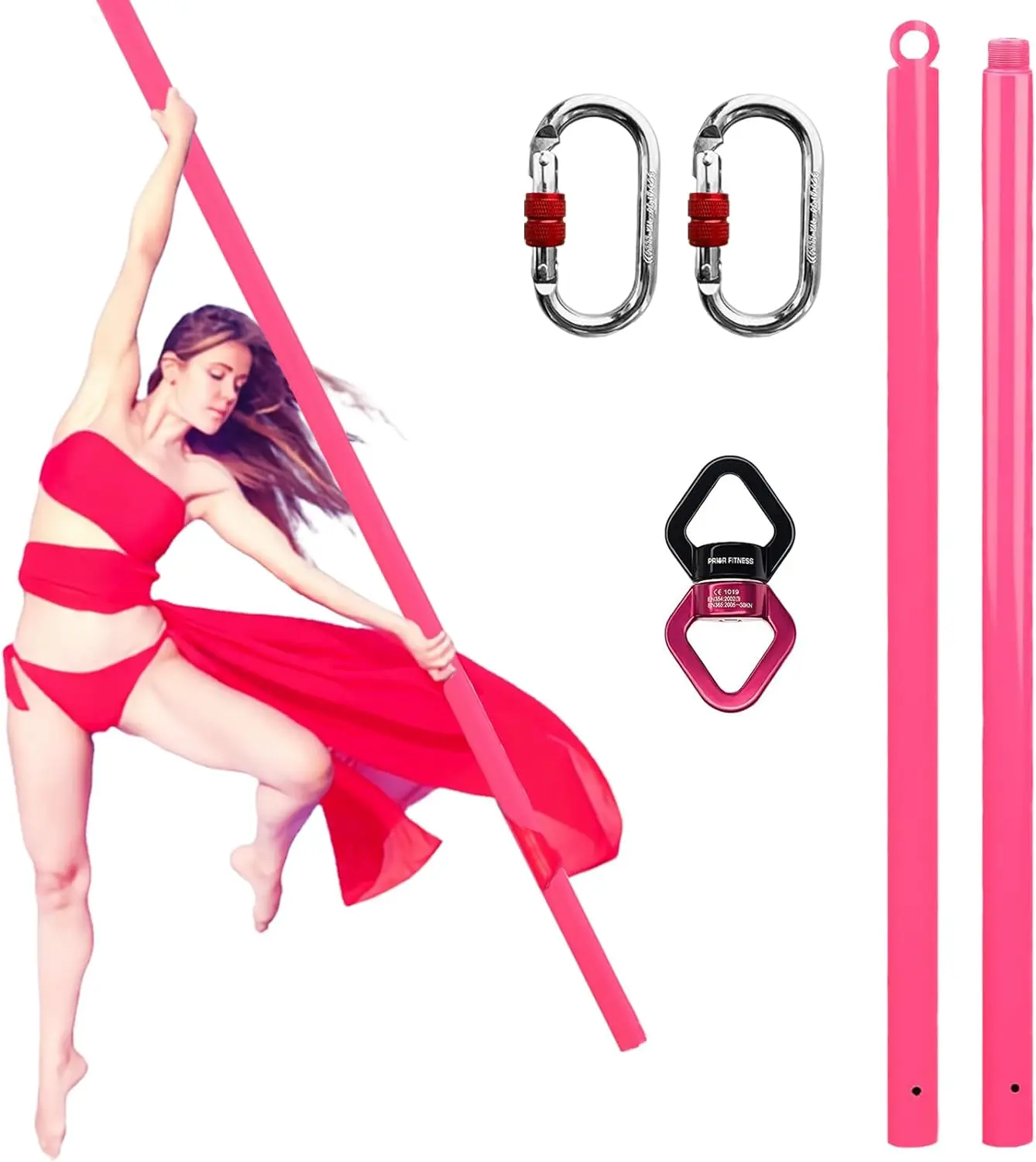 2m Aerial Flying Pole Hanging Flying Pole Portable Suspension Fitness Tube for Home Exercise Club Party Pub Gym with Rigging