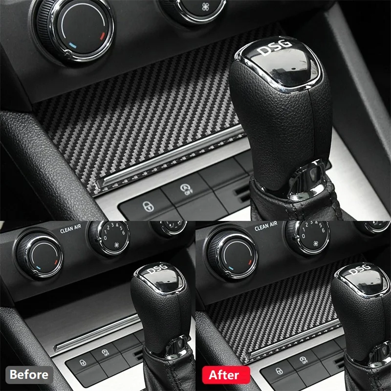 Car Front Storage Box Panel Trim Sticker Decorative Carbon Fiber For Skoda Octavia A7 2015-2020 Auto Accessories