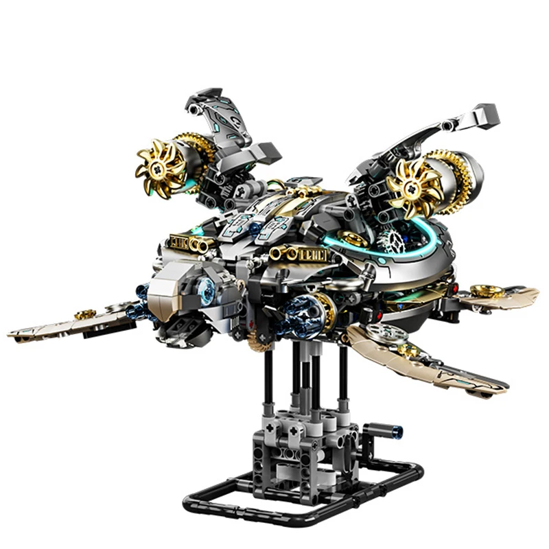 1277 قطعة مجموعة مكعبات بناء السلاحف البحرية الميكانيكية MOC بمحركات نموذج حيوانات مائية الطوب مع تأثيرات ضوئية LED لعبة أطفال هدية