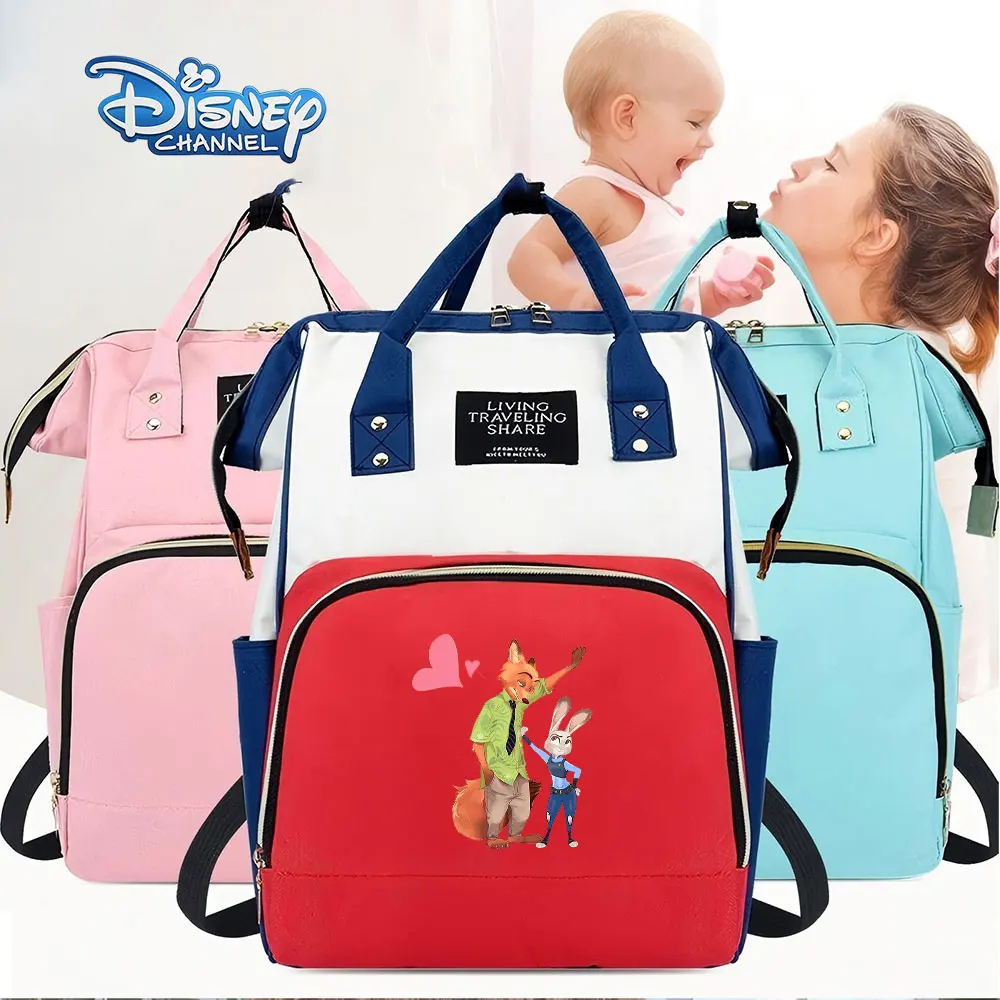 

Disney Zootopia Nylon Mommy Backpack Large Capacity Diaper Bag for Travel with Insulated Bottle Pockets