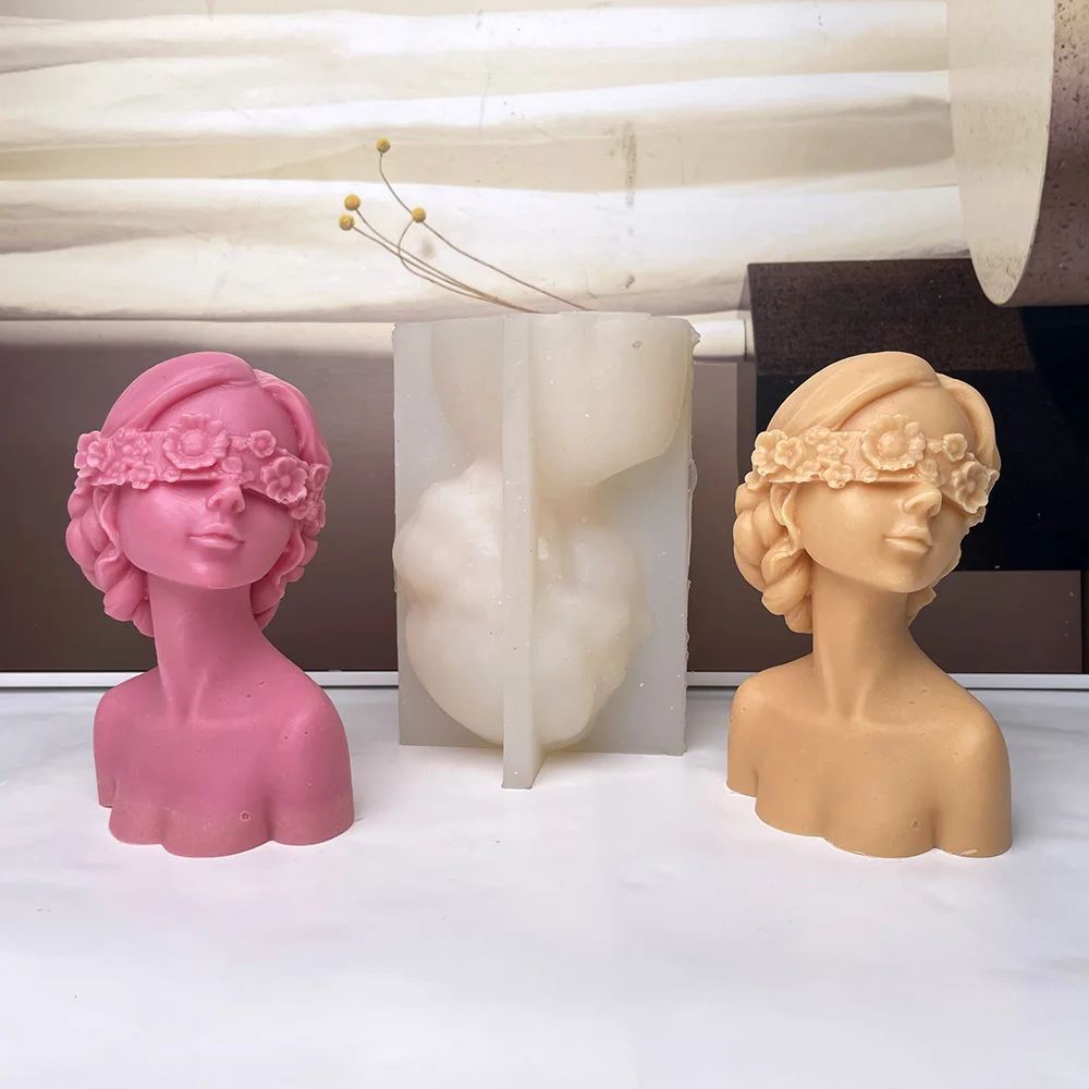 Blindfolded Girl Silicone Candle Mold DIY Rose Human Body Candle Making Aromath Soap Plaster Molds Home Decor Handmade Gifts