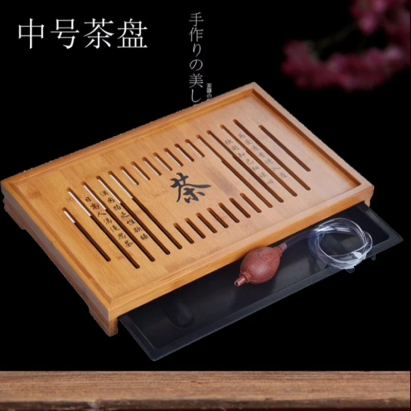 

Solid wood tea tray Drainage water storage kung fu tea set Drawer tea room board table Chinese tea room ceremony tools