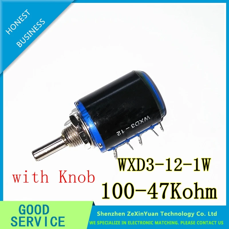 1 Chiếc WXD3-12-1W 100 220 470 1K 2K2 3K3 4K7 10K 22K 33K 47K Ohm 100R 220R 470R 2.2K 3.3K 4.7K WXD3-12 1W Chiết Áp + Tặng 1 Chiếc Núm Vặn