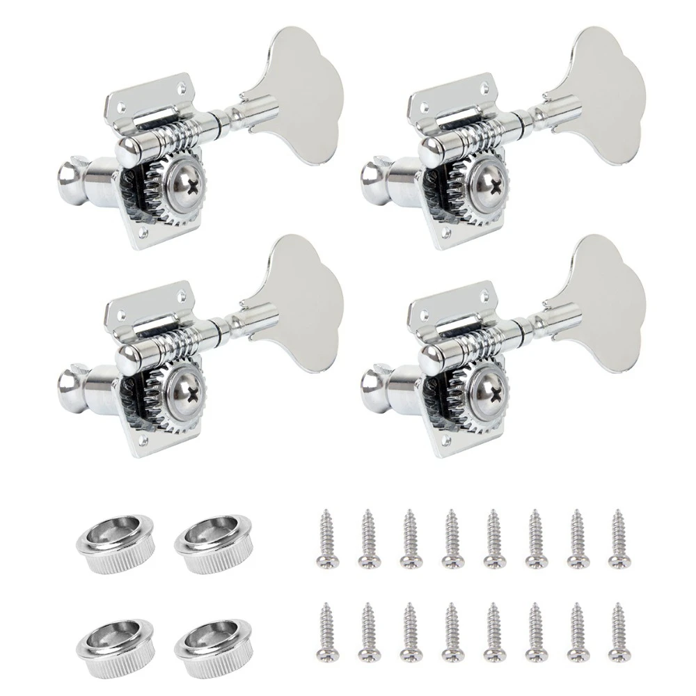 

4Pcs Guitar Tuning Pegs Electric Bass Tuner Peg Guitar Open Gear Tuning Pegs Machine Heads for Jazz Bass Guitar Silver