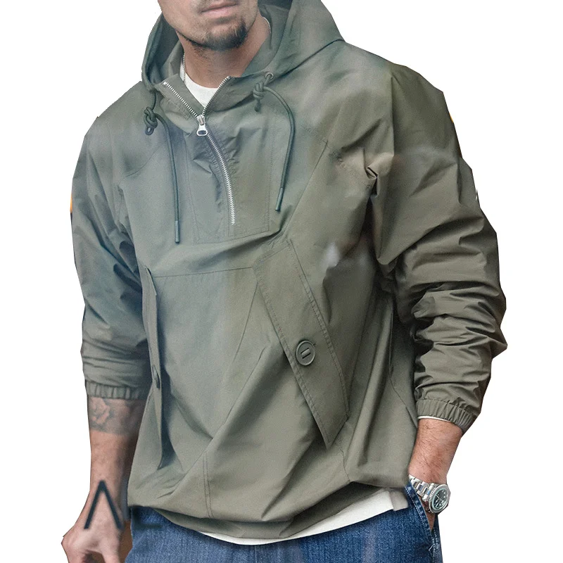 

2023 New Military Hoodies Spring Summer Men's Jacket Windproof Green Pullover Retro Brand Bad Weather Deck Windbreaker