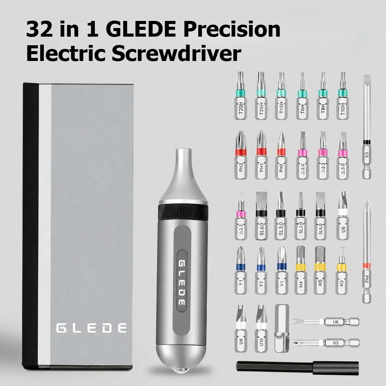 GLEDE 32 in 1 Precision Ratchet Screwdriver Set Magnetic Repair Tool Kit Aluminum Handle for Phone Laptop PC