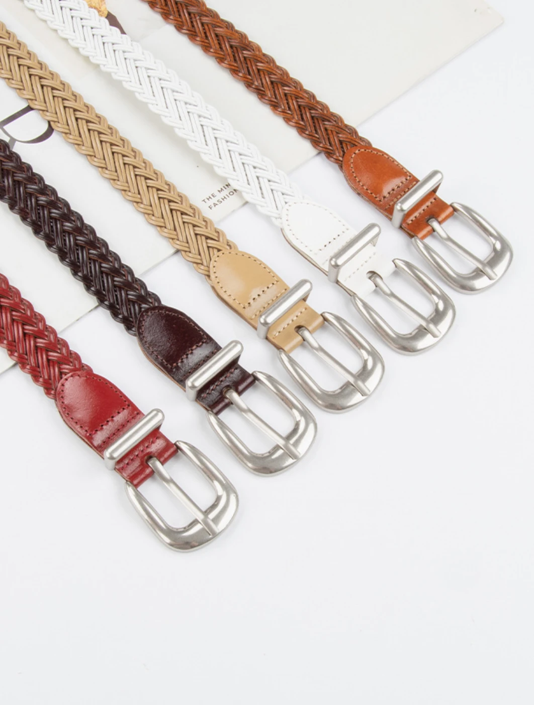 

110 * 2.5cm women's luxurious design sense braided retro belt high-end sense no hole pin buckle belt