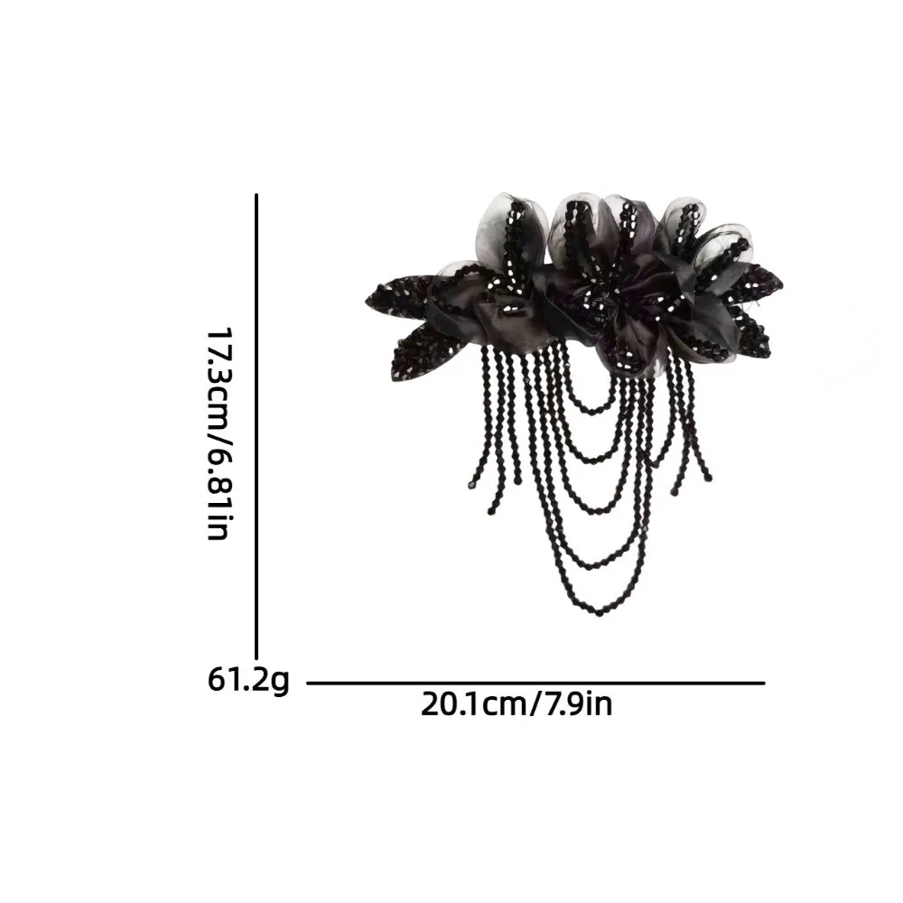 1Pc Fashion Beaded Decoration Flower Patch Tassel Detachable DIY Sewing Decals Crystal Chiffon Embroidery Patch