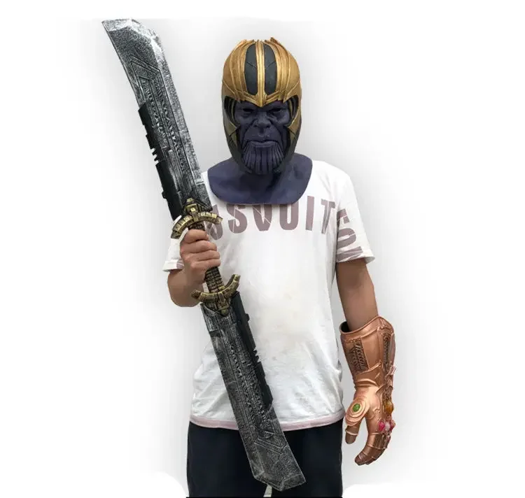 Cosplay Superhero Thanos Double-edged Sword Weapon Mask Headgear Helmet Infinity Gauntlet Costume party Anime stage show props