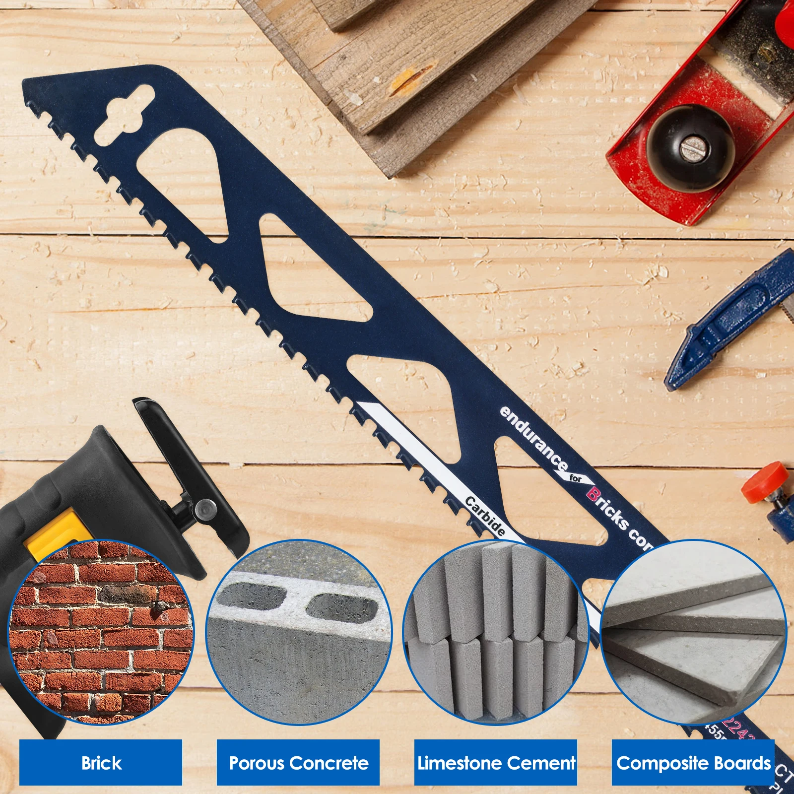 Reciprocating Saw Blade 12/18in Universal Cutting Recip Sabre Saw Blade Alloy Steel Brick Concrete Stone Demolition Cutting Tool