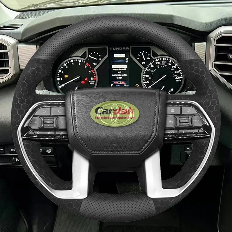 Funda de Volante de Cuero Suave Negro para Toyota Tundra 4Runner Tacoma Sequoia Crewmax 2022-2025