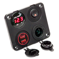 LED Voltmeter with Dual USB Ports&Car Charger for Car/Boat,LED Switch Panel,12-24V Power Socket On-Off Switch,B