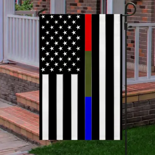 Police Military and Fire Thin Line USA Blue Green Red Line Flag Garden Flag AAL HHM WZZ yyi