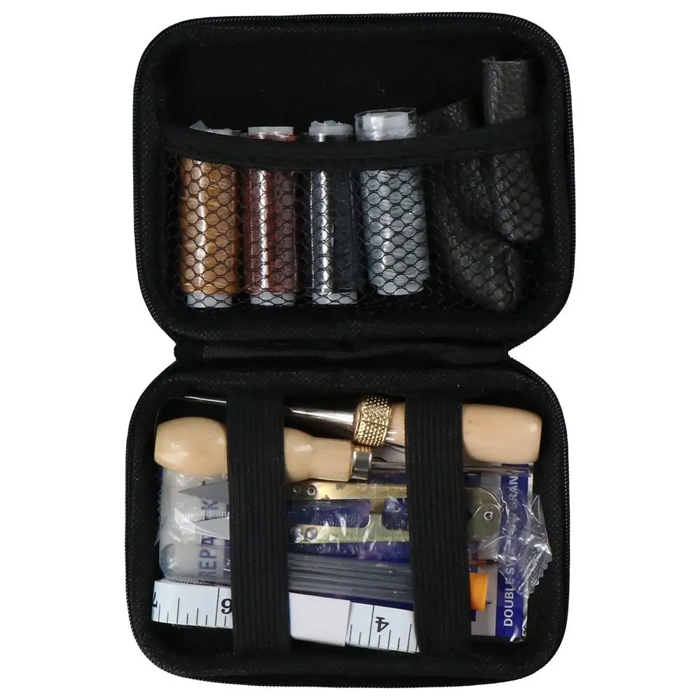 大きな目玉革修理キット手縫い針ワックス糸革作業ツール革修理用収納袋