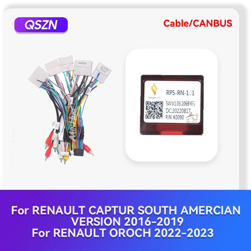 

QSZN 2016-2019 For RENAULT CAPTUR/2022-2023 For RENAULT OROCH Car Radio Cable Harness Wiring Canbus Box Adapter Decoder