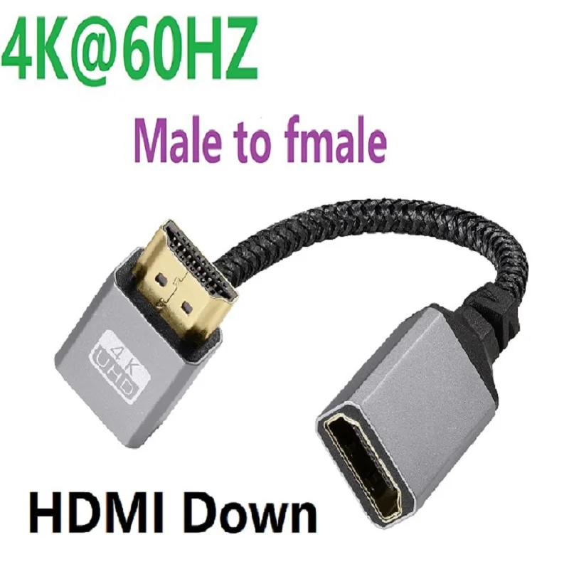 4K UHD V2.0 Cable Nylon Braid HD HDMI Male Straight/Left/Right/UP/Down To HDMI Fmale Extension Cable for HDTV PS4 Switch