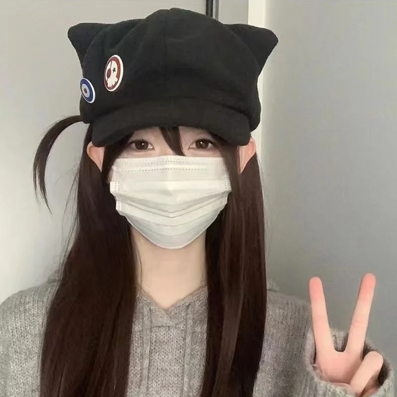 Shikinami Asuka Rangure Cat Ear EVA Cappello Ragazze Berretto carino Anime Berretti da baseball Cosplay Langley Soryu Accessori Festa