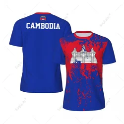 Exclusive design Cambodia Flag Grain 3D Printed Men For Running Bike Soccer Tennis Fitness Sports tshirt Mesh Fans Short T-shirt