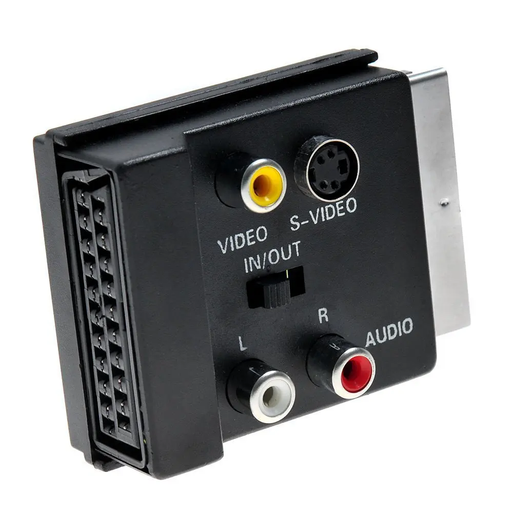 21Pin سكارت إلى AV 3 RCA S-محول فيديو مع Swith مركب RCA SVHS S-Video AV TV للفيديو DVD مسجل العارض التلفزيون #3