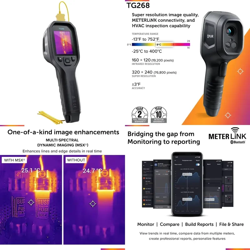 TG268 Digital Thermal Imaging Camera Plastic HVAC Temperature Instrument Built-in Frequency for Electrical ODM Battery