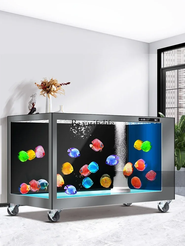 

LD33Large Koi Fish Tank Aquarium Removable Custom Thickened Super White Glass Fish Pond with Filter