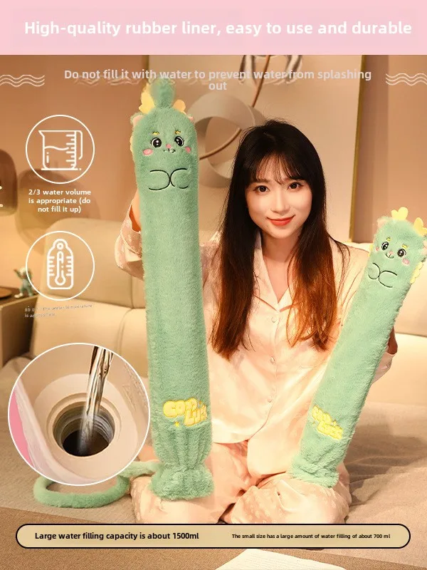 Cute Cartoon Water-filled Hand Warmer and Belly Warmer for Winter Extra Long Hot Water Bag with Large Capacity Hot Water Bag