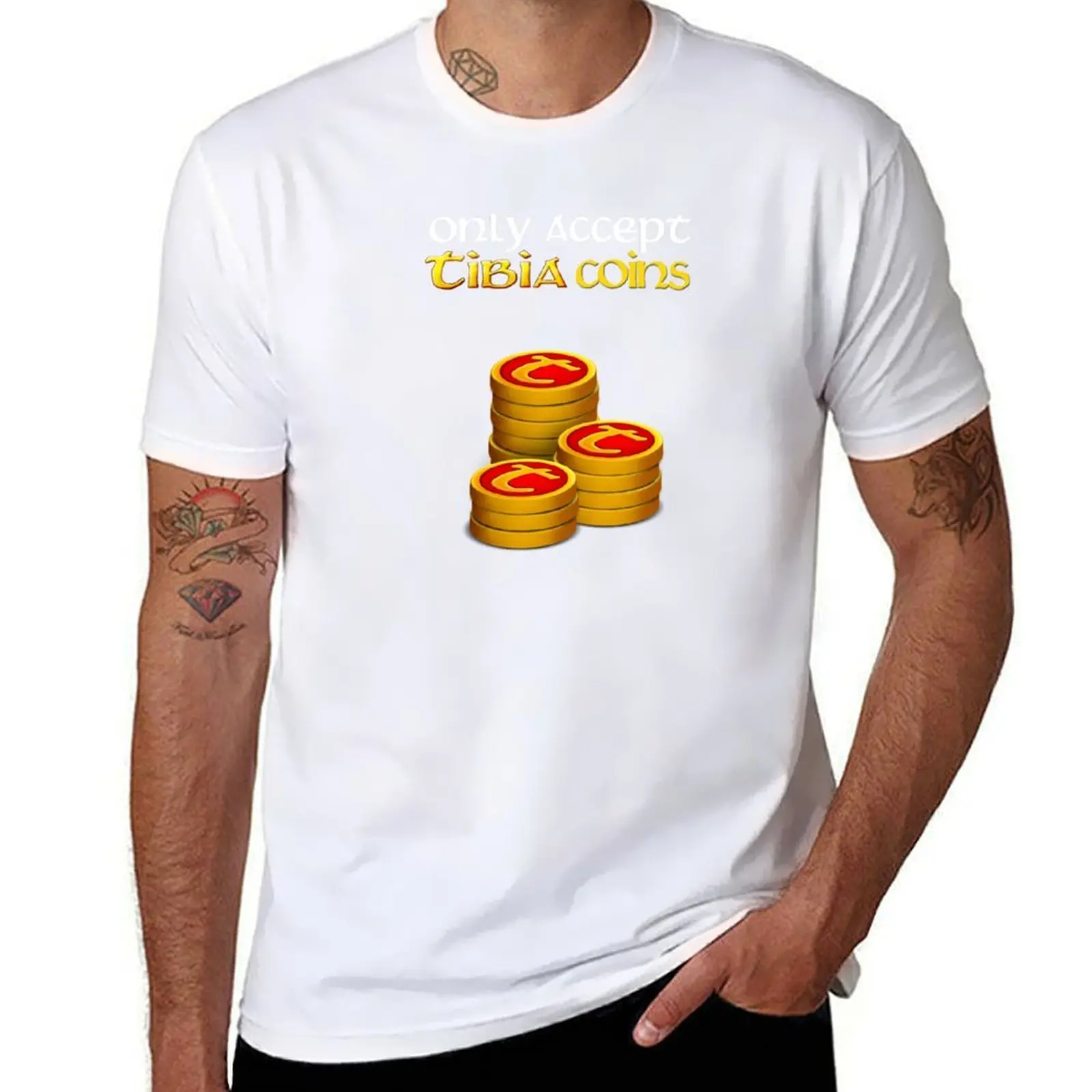 

Tibia MMORPG TibiaCoins black T-Shirt t shirts for man slim fit cotton t shirts high quality T-Shirt