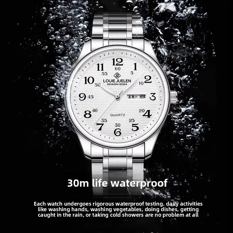 Hot Selling Elderly Large Dial Couple Watch Waterproof Luminous Calendar Watch