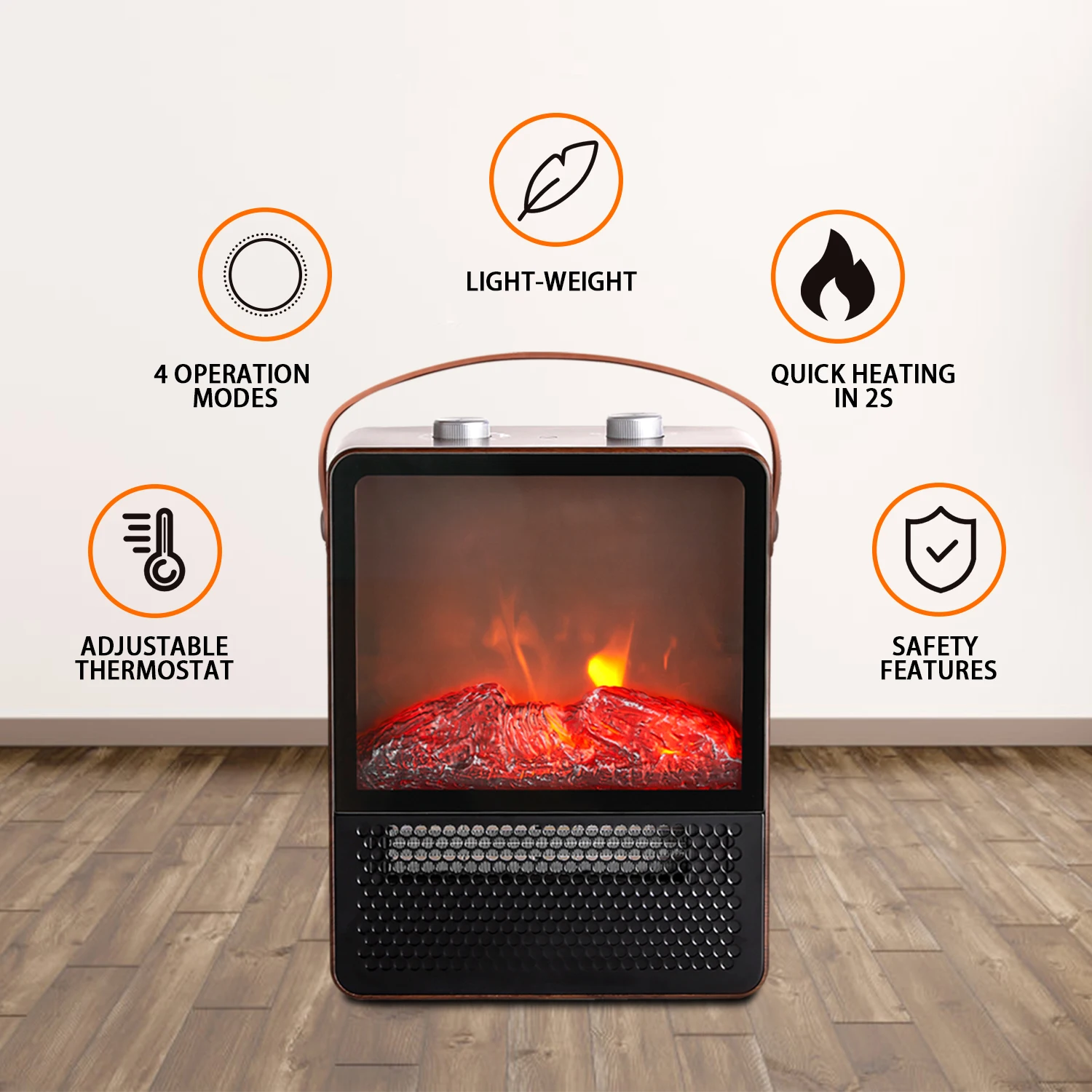 850w 1500w Thermostat Control Ceramic Heating Freestanding Electric Fireplace Insert Realistic Flame Fire Place Stove