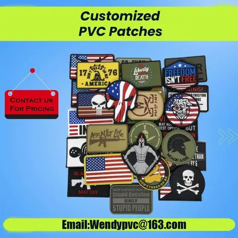 Custom PVC Patch 2D 3D Soft Rubber Badge with Hook Loop Backing for Hat Backpack Jacket Clothing Decoration 50PCS MOQ